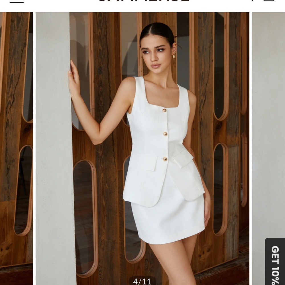 Commense White Button Down Shirt Dress size: S NWT. - Picture 8 of 15